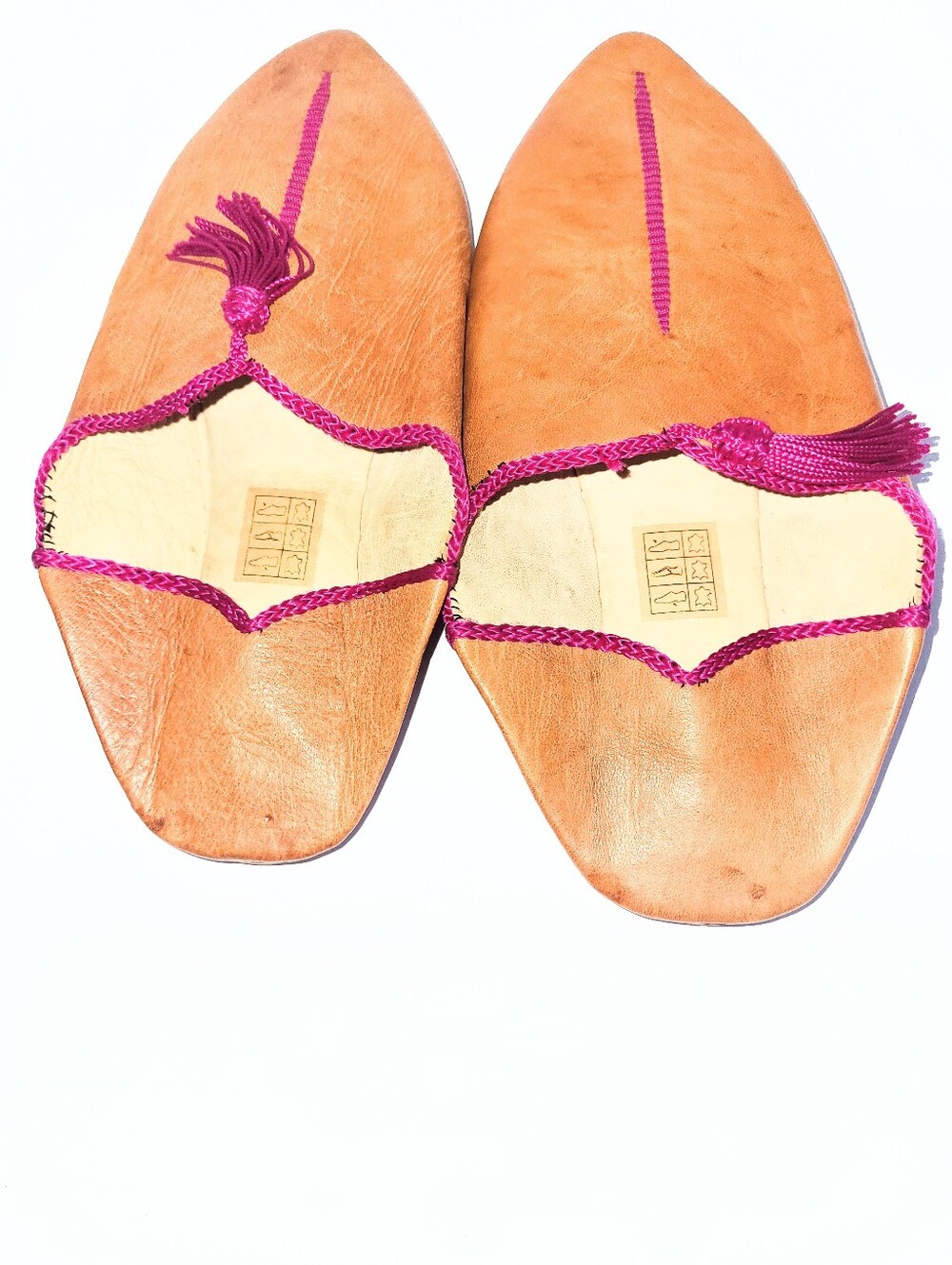 Handcrafted Moroccan Genuine Leather Slipper Flats Size 37 Or 6.5